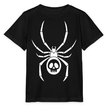 White spider and skull - Stanley/Stella MINI CREATOR Kids’ T-Shirt - black - Front - Mikhail (115cm)