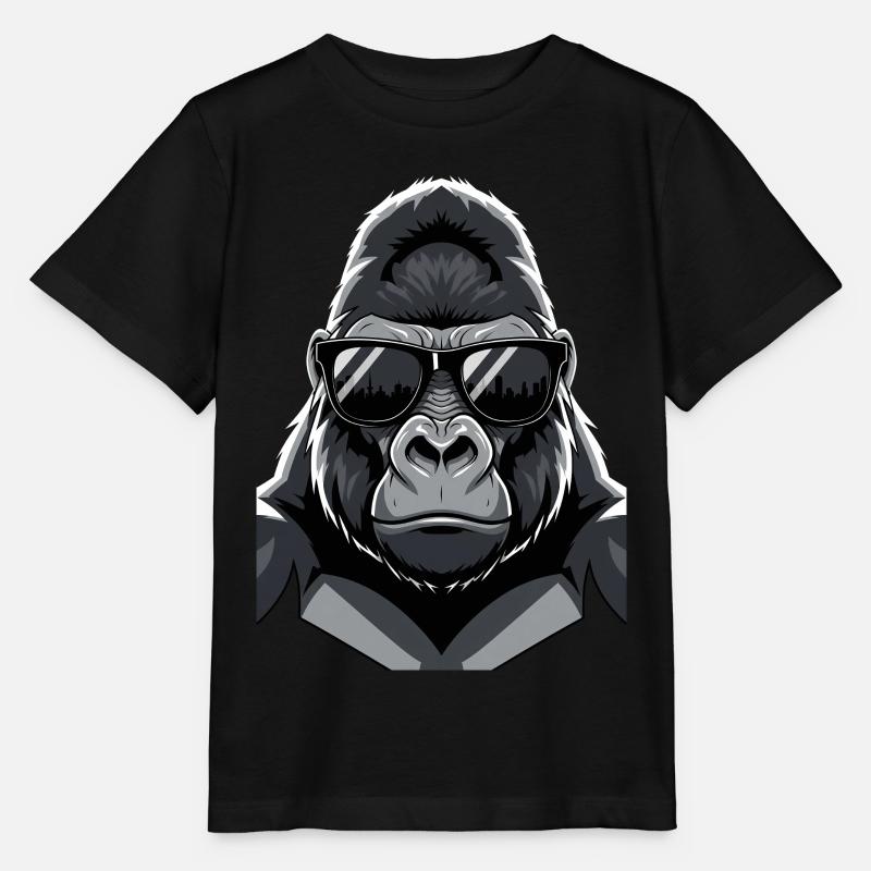 Lunettes de soleil au design cool et gorille - T-shirt bio MINI CREATOR Stanley/Stella Enfant - noir