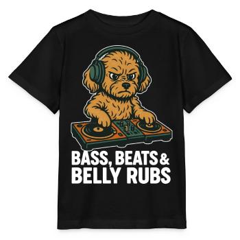 DJ Maltipoo: Bass, Beats & Belly Rubs Retro Design - Stanley/Stella MINI CREATOR Kids’ T-Shirt - black - Front - Mikhail (115cm)