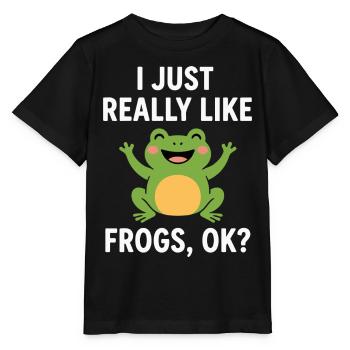 I just like frogs very much Design - Stanley/Stella MINI CREATOR Kids’ T-Shirt - black - Front - Mikhail (115cm)