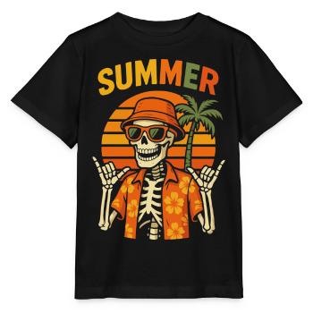 Squelette estival palmier hawaïen - T-shirt bio MINI CREATOR Stanley/Stella Enfant - noir - Devant - Mikhail (115cm)