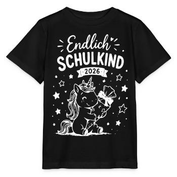 Endlich Schulkind 2026 Einhorn - Stanley/Stella Kinder T-Shirt MINI CREATOR  - Schwarz - Vorne - Mikhail (115cm)