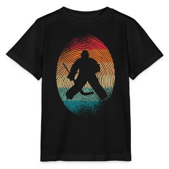 Hockey Goalie Fingerprint Hockey - Stanley/Stella MINI CREATOR Kids’ T-Shirt - black - Front - Mikhail (115cm)