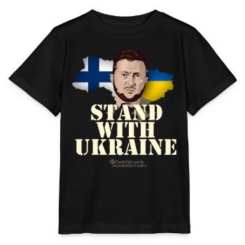 Ukraine Suomi Stand avec l’Ukraine - T-shirt bio MINI CREATOR Stanley/Stella Enfant - noir - Devant - Mikhail (115cm)