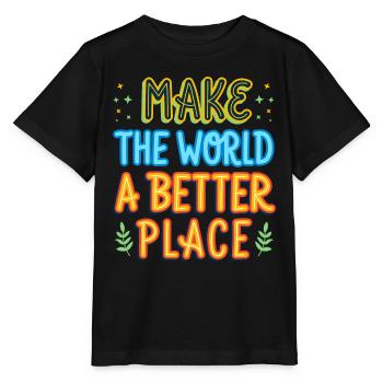 Die Welt zu einem besseren Ort machen Geschenkidee - Stanley/Stella Kinder T-Shirt MINI CREATOR  - Schwarz - Vorne - Mikhail (115cm)