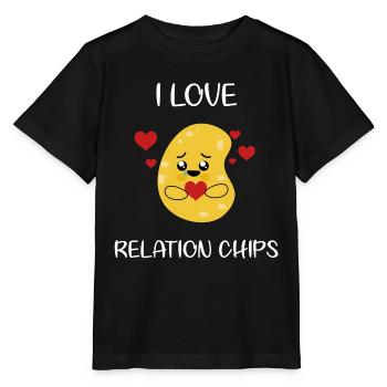I Love Relation Chips Potato - süße Kartoffel - Stanley/Stella Kinder T-Shirt MINI CREATOR  - Schwarz - Vorne - Mikhail (115cm)
