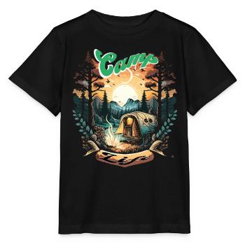 Camp Camping Zelten Outdoor Wandern Urlaub - Stanley/Stella Kinder T-Shirt MINI CREATOR  - Schwarz - Vorne - Mikhail (115cm)