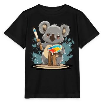 Künstlerischer Koala - Stanley/Stella Kinder T-Shirt MINI CREATOR  - Schwarz - Vorne - Mikhail (115cm)