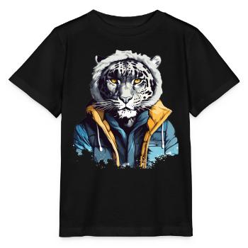 Streetstyle Schneeleopard | Leoparden-Liebhaber - Stanley/Stella Kinder T-Shirt MINI CREATOR  - Schwarz - Vorne - Mikhail (115cm)