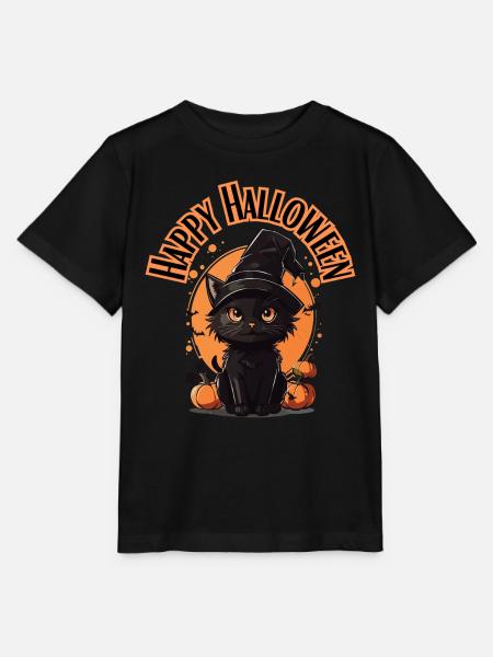 Happy Halloween Cat - Stanley/Stella Kinder T-Shirt MINI CREATOR - Schwarz