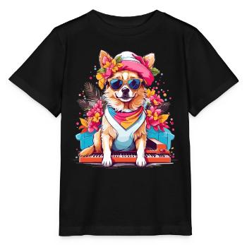 Chien avec piano - T-shirt bio MINI CREATOR Stanley/Stella Enfant - noir - Devant - Mikhail (115cm)