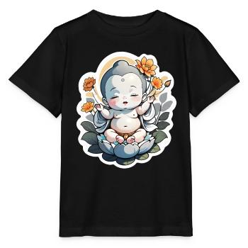bébé Bouddha - meditation yoga relaxation - T-shirt bio MINI CREATOR Stanley/Stella Enfant - noir - Devant - Mikhail (115cm)