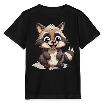 raccoon logo raccoon - Stanley/Stella MINI CREATOR Kids’ T-Shirt - black - Front - Mikhail (115cm)
