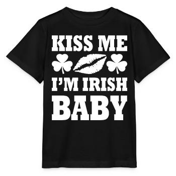 kiss me im irish baby - Stanley/Stella Kinder T-Shirt MINI CREATOR  - Schwarz - Vorne - Mikhail (115cm)