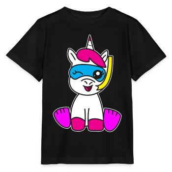 Licorne en cadeau de plongée tuba - T-shirt bio MINI CREATOR Stanley/Stella Enfant - noir - Devant - Mikhail (115cm)