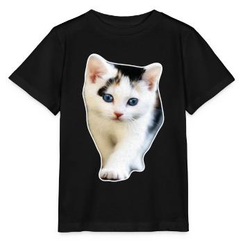 Katze Kätzchen süße Mietzekatze Geschenkidee - Stanley/Stella Kinder T-Shirt MINI CREATOR  - Schwarz - Vorne - Mikhail (115cm)