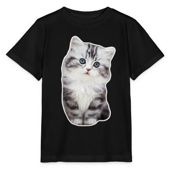 Cute kitty kitty velvet paw cat - Stanley/Stella MINI CREATOR Kids’ T-Shirt - black - Front - Mikhail (115cm)