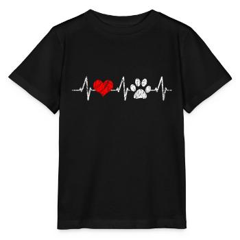 Herzschlag für Hunde Hundeliebhaber Vierbeiner - Stanley/Stella Kinder T-Shirt MINI CREATOR  - Schwarz - Vorne - Mikhail (115cm)