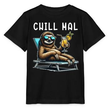 Chillen Faultier - chill mal - Stanley/Stella Kinder T-Shirt MINI CREATOR  - Schwarz - Vorne - Mikhail (115cm)