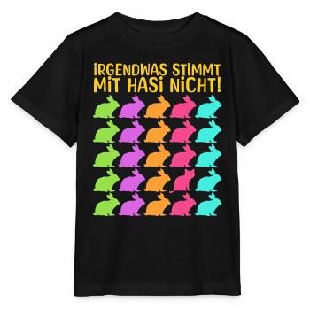 IRGENDWAS STIMMT MIT HASI NICHT lustiges Suchbild - Stanley/Stella Kinder T-Shirt MINI CREATOR  - Schwarz - Vorne - Mikhail (115cm)