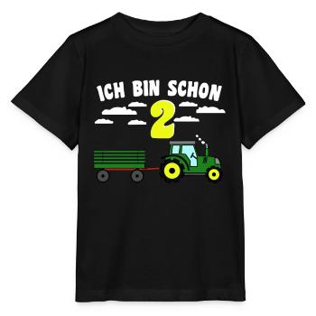 Enfants 2e tracteur d'anniversaire avec remorque - T-shirt bio MINI CREATOR Stanley/Stella Enfant - noir - Devant - Mikhail (115cm)