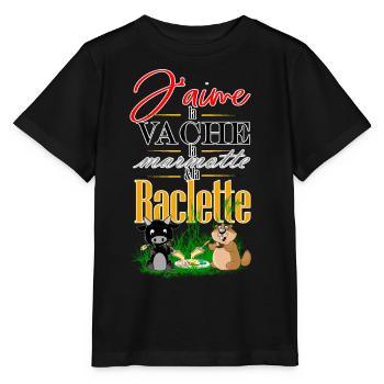 Vache d'herens, marmotte et raclette - T-shirt bio MINI CREATOR Stanley/Stella Enfant - noir - Devant - Mikhail (115cm)