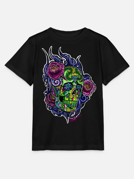 Schädel/abstraktBlüten - Stanley/Stella Kinder T-Shirt MINI CREATOR  - Schwarz
