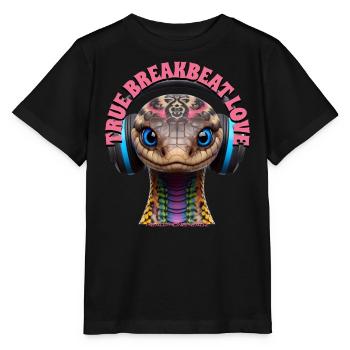 TRUE BREAKBEAT LOVE - Cool Cobra with Headphones! - Stanley/Stella MINI CREATOR Kids’ T-Shirt - black - Front - Mikhail (115cm)