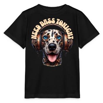 NEED BASS TONIGHT - Dalmatian Dog with Headphones! - Stanley/Stella MINI CREATOR Kids’ T-Shirt - black - Front - Mikhail (115cm)