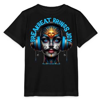 BREAKBEAT BRINGS JOY - Cool Human with Headphones! - Stanley/Stella MINI CREATOR Kids’ T-Shirt - black - Front - Mikhail (115cm)