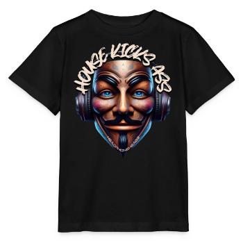 HOUSE KICKS ASS – Cool Dude with Headphones! - Stanley/Stella MINI CREATOR Kids’ T-Shirt - black - Front - Mikhail (115cm)