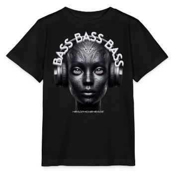 BASS BASS BASS - Cool Human with Headphones! - Stanley/Stella MINI CREATOR Kids’ T-Shirt - black - Front - Mikhail (115cm)