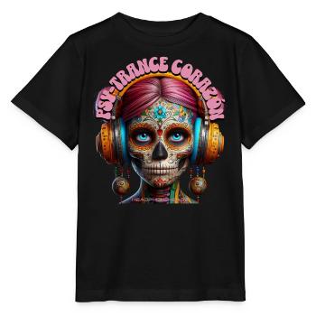 PSY-TRANCE CORAZÓN - Cool Woman with Headphones! - Stanley/Stella MINI CREATOR Kids’ T-Shirt - black - Front - Mikhail (115cm)