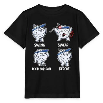 Swing Swear Look For Ball Golf Gift - Stanley/Stella MINI CREATOR Kids’ T-Shirt - black - Front - Mikhail (115cm)