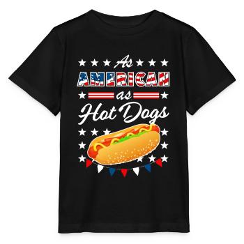 As American As Hot Dogs 4th of July USA - Stanley/Stella Kinder T-Shirt MINI CREATOR  - Schwarz - Vorne - Mikhail (115cm)