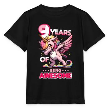 9 Years Unicorn Birthday - Stanley/Stella MINI CREATOR Kids’ T-Shirt - black - Front - Mikhail (115cm)