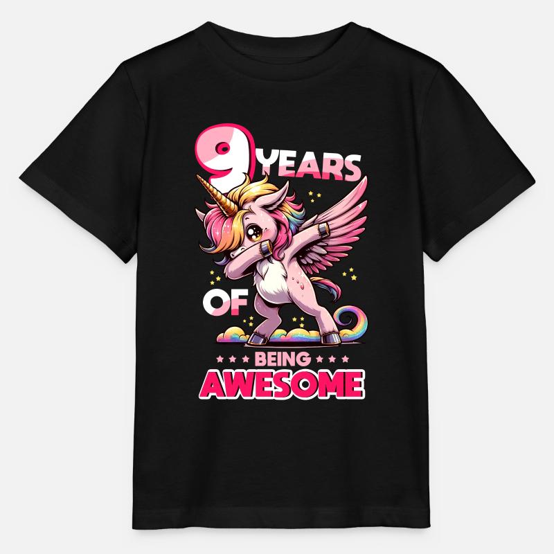 9 ans d’anniversaire licorne - T-shirt bio MINI CREATOR Stanley/Stella Enfant - noir