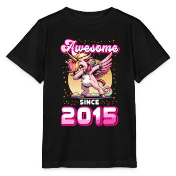 Einhorn Geburtstag Awesome since 2015 - Stanley/Stella Kinder T-Shirt MINI CREATOR  - Schwarz - Vorne - Mikhail (115cm)