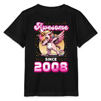Unicorn Birthday Awesome since 2008 - Stanley/Stella MINI CREATOR Kids’ T-Shirt - black - Front - Mikhail (115cm)