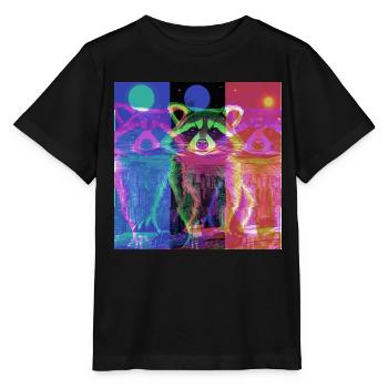 raccoon,graffiti,grey, watercolour,urban - Stanley/Stella MINI CREATOR Kids’ T-Shirt - black - Front - Mikhail (115cm)