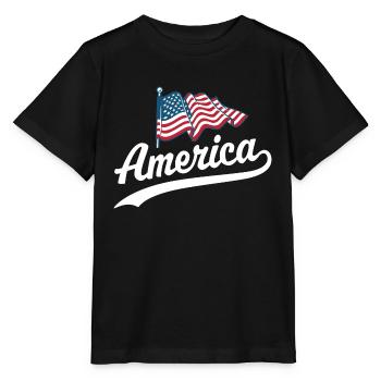 Amerika Flagge - Stanley/Stella Kinder T-Shirt MINI CREATOR  - Schwarz - Vorne - Mikhail (115cm)