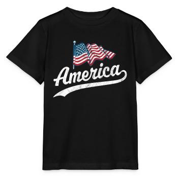 Amerika Flagge - Stanley/Stella Kinder T-Shirt MINI CREATOR  - Schwarz - Vorne - Mikhail (115cm)