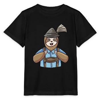 Faultier Bayerische Lederhosen - Stanley/Stella Kinder T-Shirt MINI CREATOR  - Schwarz - Vorne - Mikhail (115cm)