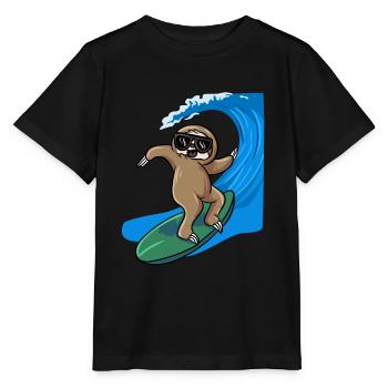 Sloth Surfer Surfboard Surfboard - Stanley/Stella MINI CREATOR Kids’ T-Shirt - black - Front - Mikhail (115cm)