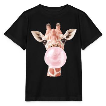 Lustige Giraffe Kaugummi Blase - Stanley/Stella Kinder T-Shirt MINI CREATOR  - Schwarz - Vorne - Mikhail (115cm)