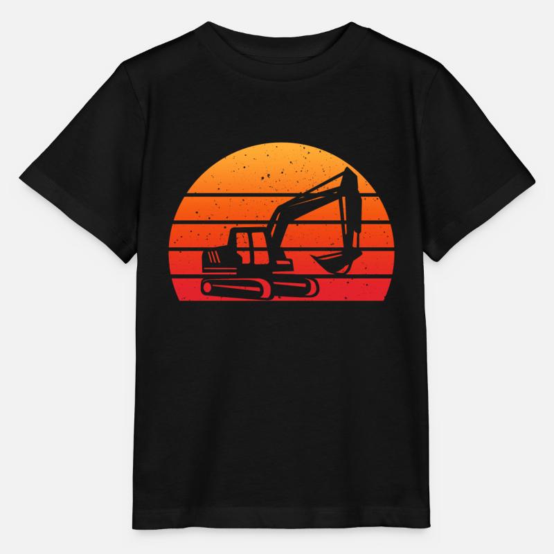 retro pelleteuse chantier tractopelle excavator - T-shirt bio MINI CREATOR Stanley/Stella Enfant - noir