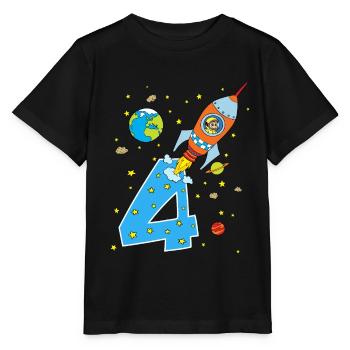 Rocket 4 years birthday children - Stanley/Stella MINI CREATOR Kids’ T-Shirt - black - Front - Mikhail (115cm)