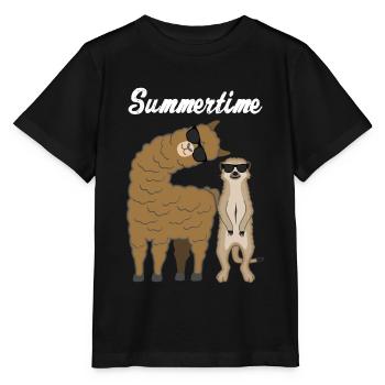 Été été lama suricate cadeau vacances - T-shirt bio MINI CREATOR Stanley/Stella Enfant - noir - Devant - Mikhail (115cm)