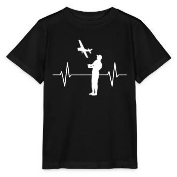 Model flying model maker airplane EKG line gift - Stanley/Stella MINI CREATOR Kids’ T-Shirt - black - Front - Mikhail (115cm)