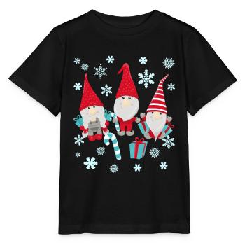 Cute Gnomes Christmas Present Present Idea - Stanley/Stella MINI CREATOR Kids’ T-Shirt - black - Front - Mikhail (115cm)